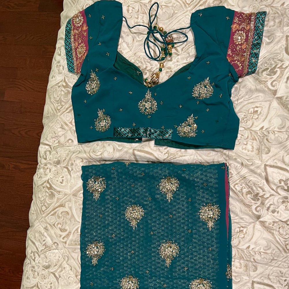 Teal saree
